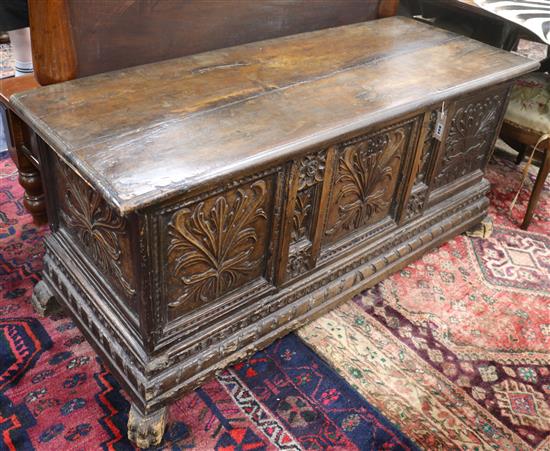 A Spanish walnut coffer, 18th century, W.138cm